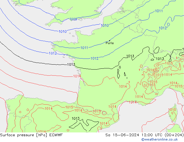 Pressione al suolo ECMWF sab 15.06.2024 12 UTC