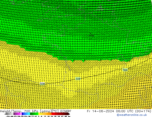 Height/Temp. 700 hPa ECMWF Sex 14.06.2024 06 UTC