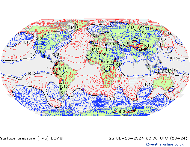 Luchtdruk (Grond) ECMWF za 08.06.2024 00 UTC