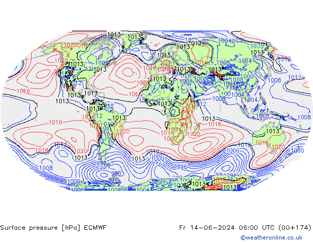 Bodendruck ECMWF Fr 14.06.2024 06 UTC