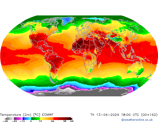 Temperature (2m) ECMWF Čt 13.06.2024 18 UTC