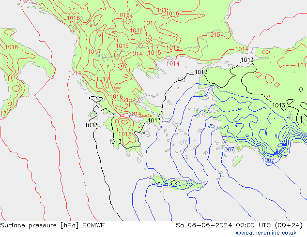 приземное давление ECMWF сб 08.06.2024 00 UTC