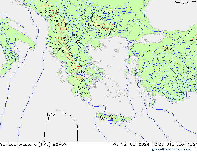 Luchtdruk (Grond) ECMWF wo 12.06.2024 12 UTC