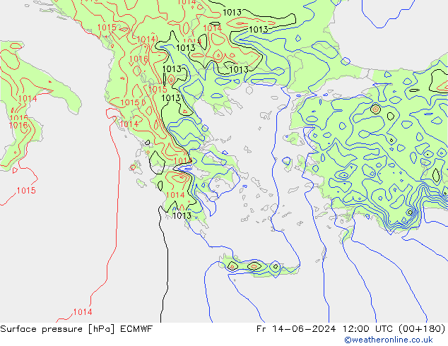 pressão do solo ECMWF Sex 14.06.2024 12 UTC