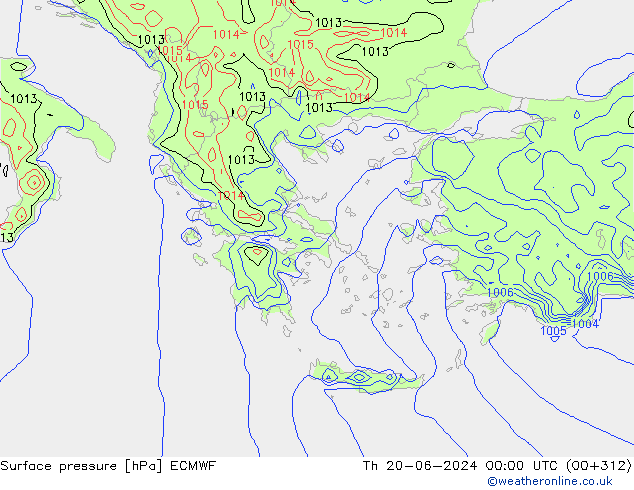 Surface pressure ECMWF Th 20.06.2024 00 UTC