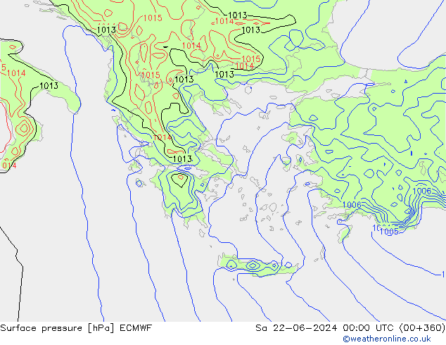 Pressione al suolo ECMWF sab 22.06.2024 00 UTC