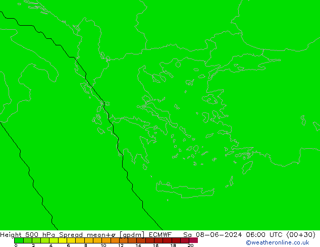 Height 500 hPa Spread ECMWF Sáb 08.06.2024 06 UTC