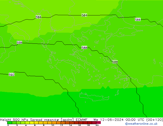 Height 500 hPa Spread ECMWF Qua 12.06.2024 00 UTC