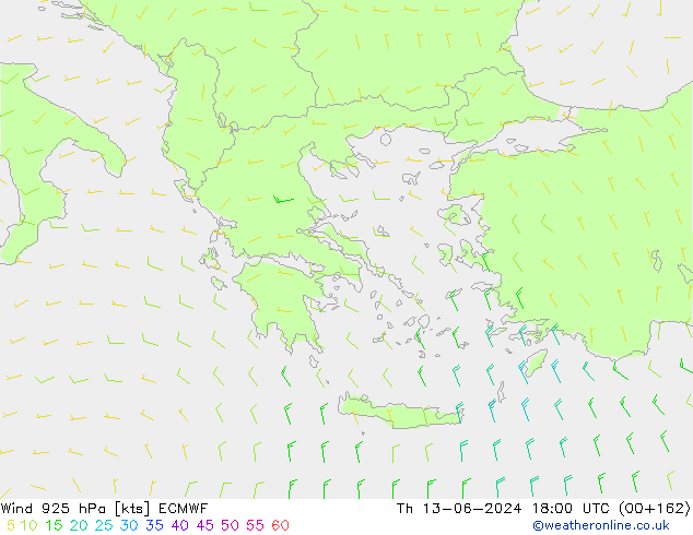 Wind 925 hPa ECMWF do 13.06.2024 18 UTC