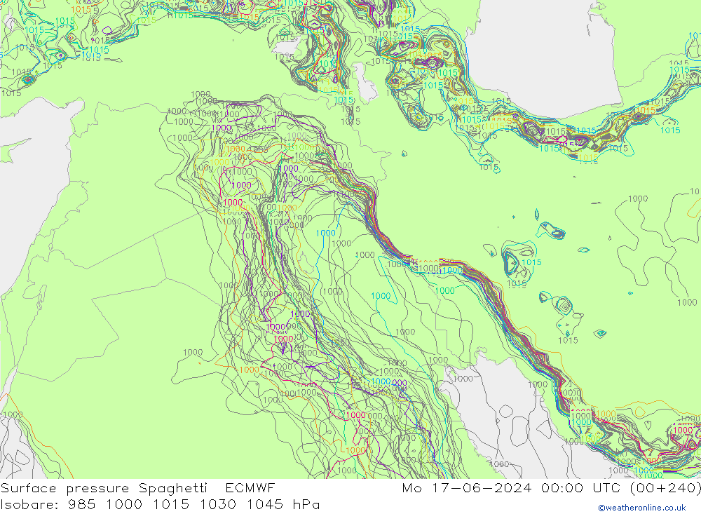 Yer basıncı Spaghetti ECMWF Pzt 17.06.2024 00 UTC