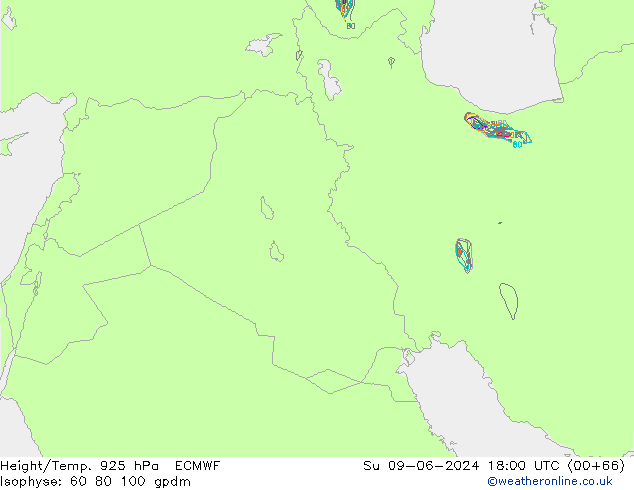 Yükseklik/Sıc. 925 hPa ECMWF Paz 09.06.2024 18 UTC