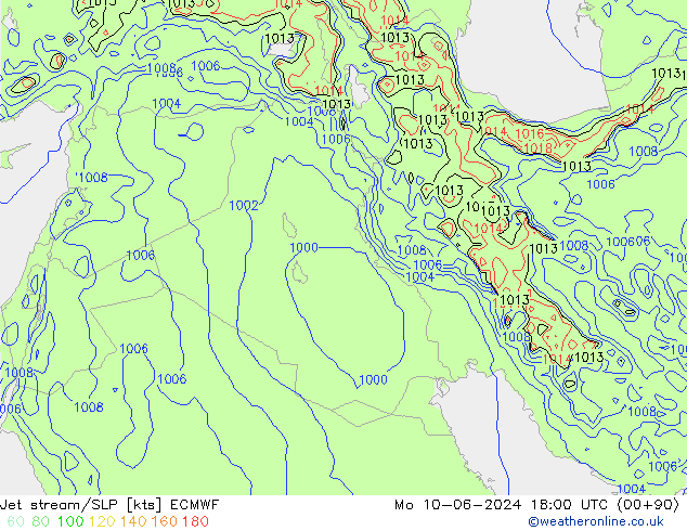 Corriente en chorro ECMWF lun 10.06.2024 18 UTC