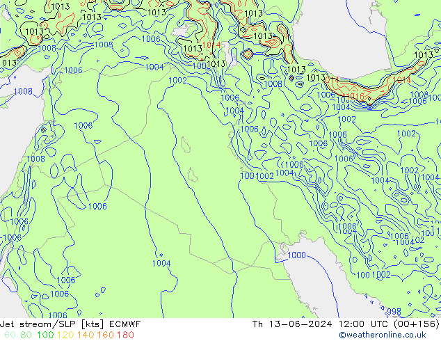 джет/приземное давление ECMWF чт 13.06.2024 12 UTC