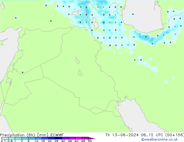 Precipitation (6h) ECMWF Th 13.06.2024 12 UTC