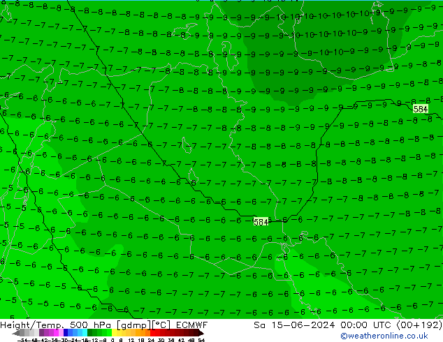 Géop./Temp. 500 hPa ECMWF sam 15.06.2024 00 UTC