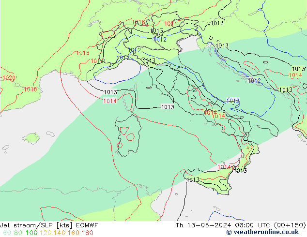 Corriente en chorro ECMWF jue 13.06.2024 06 UTC