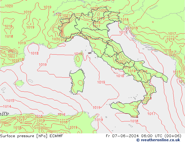 ciśnienie ECMWF pt. 07.06.2024 06 UTC