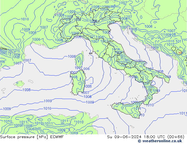 Bodendruck ECMWF So 09.06.2024 18 UTC