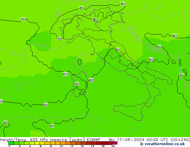 Height/Temp. 925 hPa ECMWF Seg 17.06.2024 00 UTC