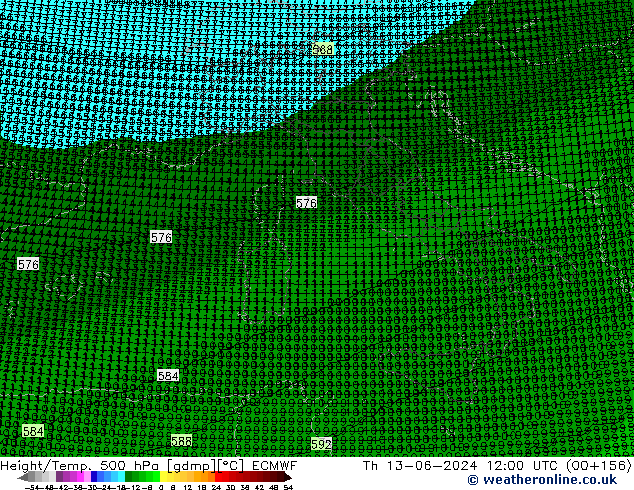 Height/Temp. 500 hPa ECMWF  13.06.2024 12 UTC