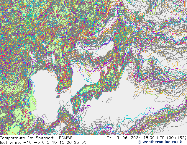 Sıcaklık Haritası 2m Spaghetti ECMWF Per 13.06.2024 18 UTC