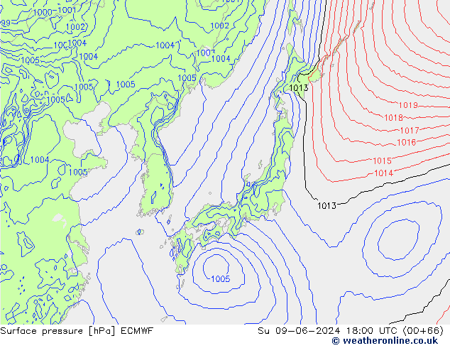 Bodendruck ECMWF So 09.06.2024 18 UTC