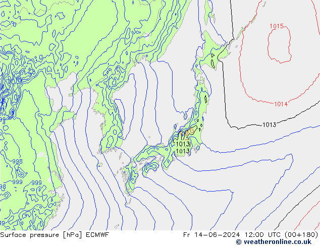 Atmosférický tlak ECMWF Pá 14.06.2024 12 UTC