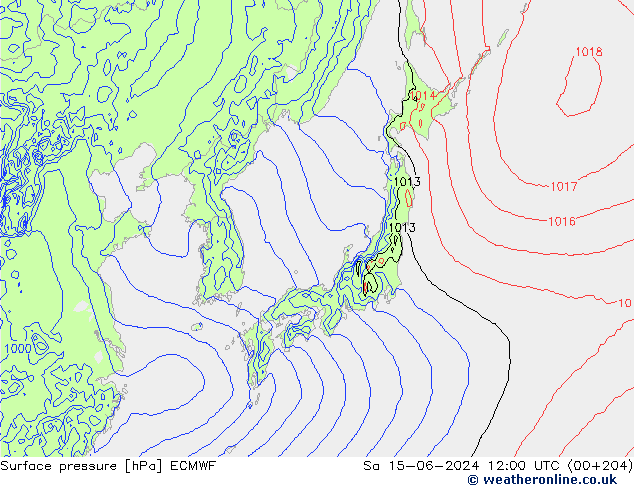 Pressione al suolo ECMWF sab 15.06.2024 12 UTC