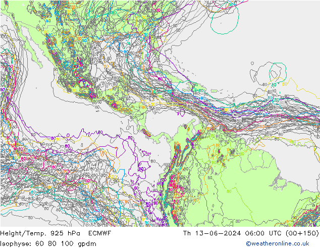 Height/Temp. 925 hPa ECMWF Th 13.06.2024 06 UTC