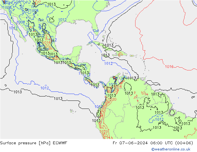 Luchtdruk (Grond) ECMWF vr 07.06.2024 06 UTC