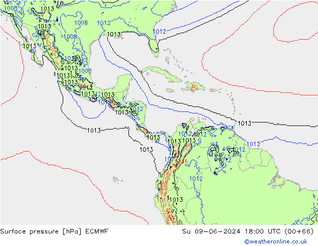 Luchtdruk (Grond) ECMWF zo 09.06.2024 18 UTC