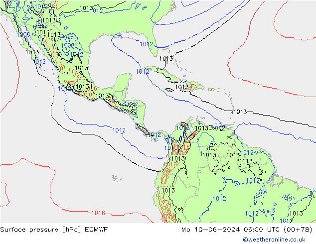 ciśnienie ECMWF pon. 10.06.2024 06 UTC