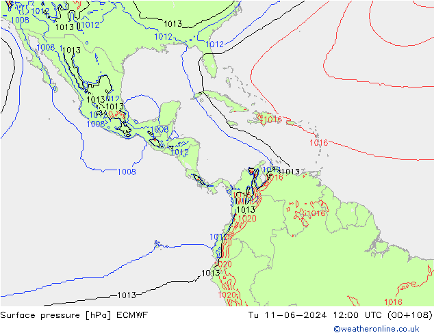 pressão do solo ECMWF Ter 11.06.2024 12 UTC