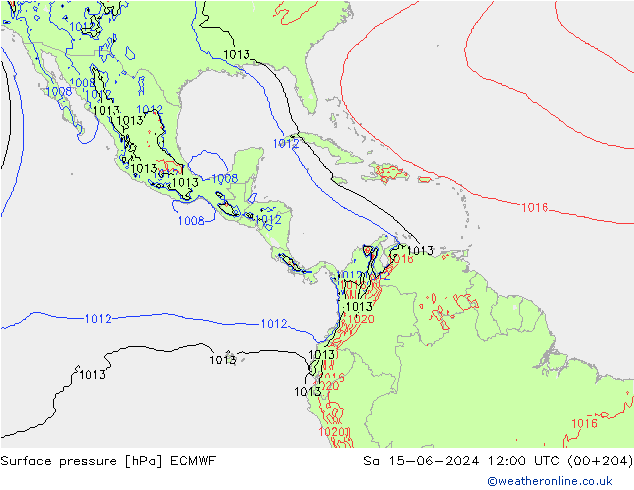 pressão do solo ECMWF Sáb 15.06.2024 12 UTC