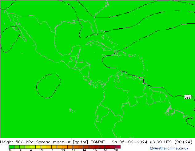 500 hPa Yüksekliği Spread ECMWF Cts 08.06.2024 00 UTC