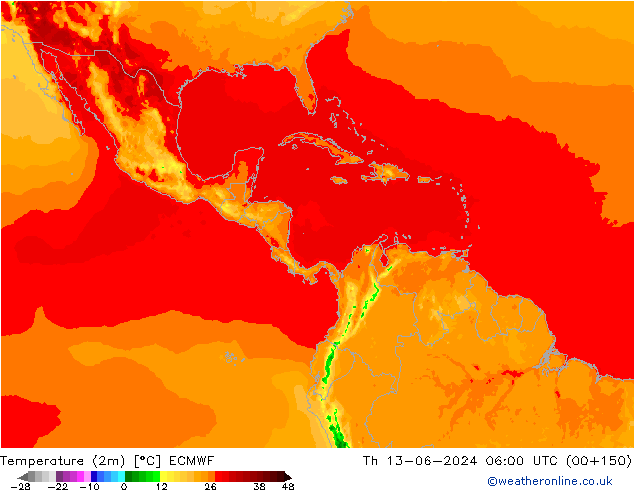 Temperatura (2m) ECMWF gio 13.06.2024 06 UTC