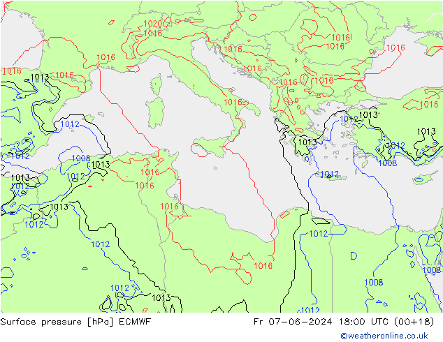 Yer basıncı ECMWF Cu 07.06.2024 18 UTC