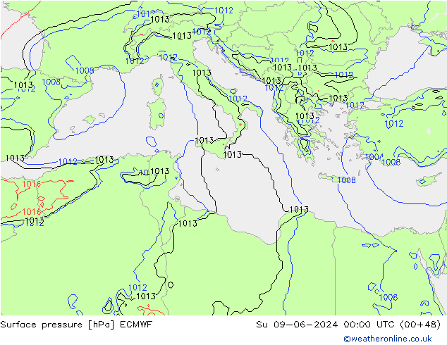 ciśnienie ECMWF nie. 09.06.2024 00 UTC