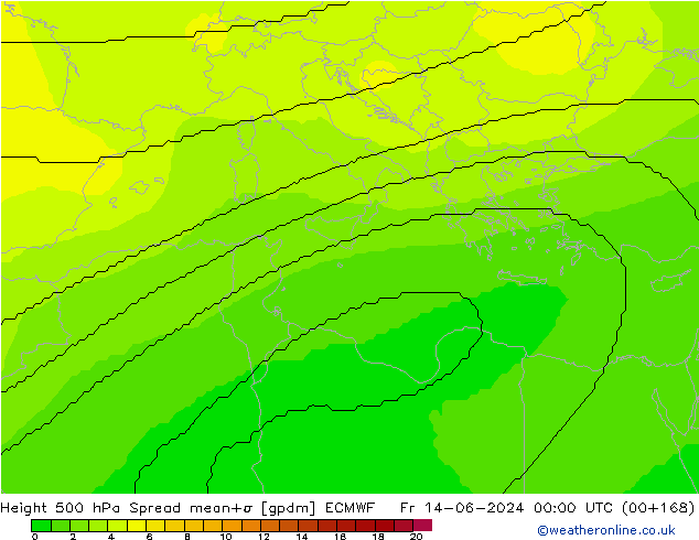 Height 500 hPa Spread ECMWF Fr 14.06.2024 00 UTC