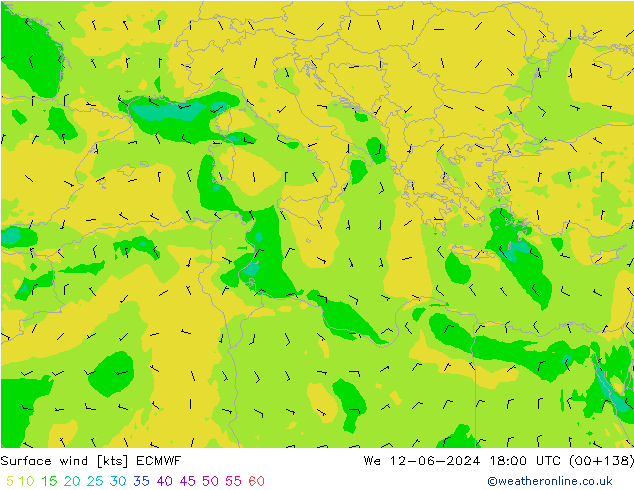 Viento 10 m ECMWF mié 12.06.2024 18 UTC