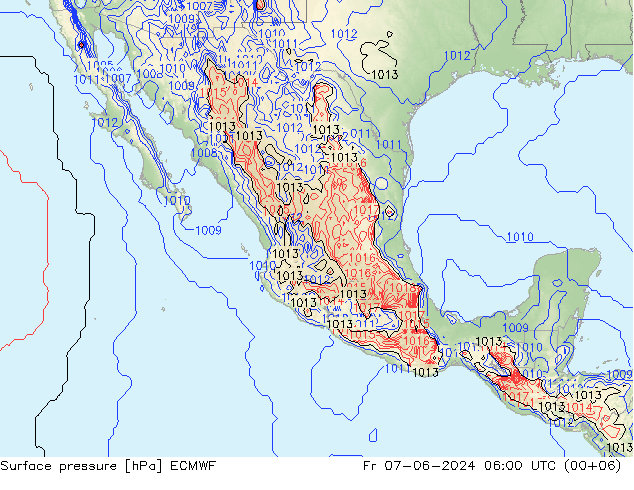 Atmosférický tlak ECMWF Pá 07.06.2024 06 UTC