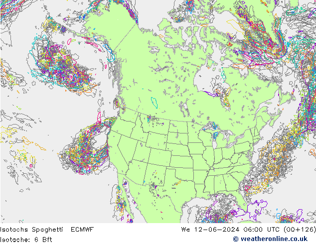 Isotaca Spaghetti ECMWF mié 12.06.2024 06 UTC