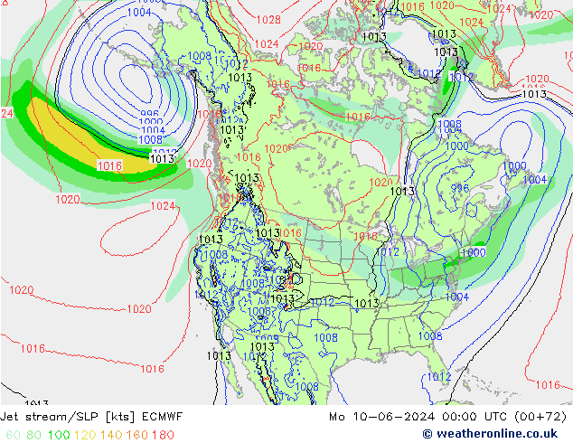 Corrente a getto ECMWF lun 10.06.2024 00 UTC