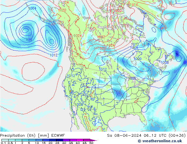 Nied. akkumuliert (6Std) ECMWF Sa 08.06.2024 12 UTC