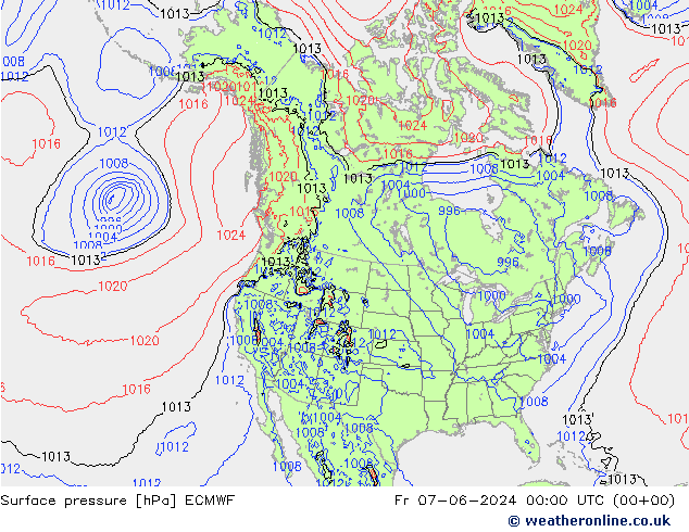 Surface pressure ECMWF Fr 07.06.2024 00 UTC