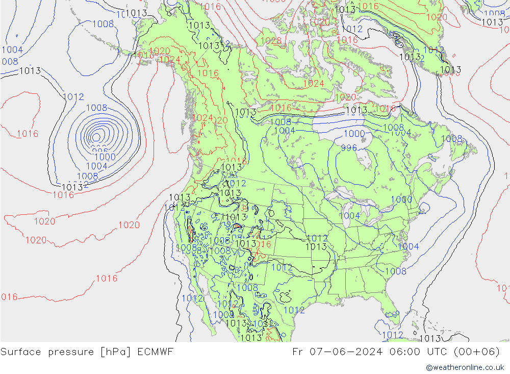 Bodendruck ECMWF Fr 07.06.2024 06 UTC