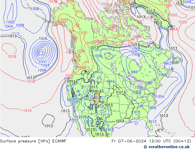 Surface pressure ECMWF Fr 07.06.2024 12 UTC