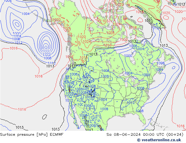 приземное давление ECMWF сб 08.06.2024 00 UTC