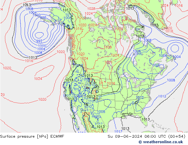 Surface pressure ECMWF Su 09.06.2024 06 UTC