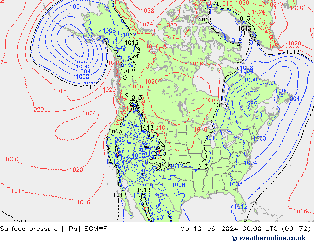 Yer basıncı ECMWF Pzt 10.06.2024 00 UTC